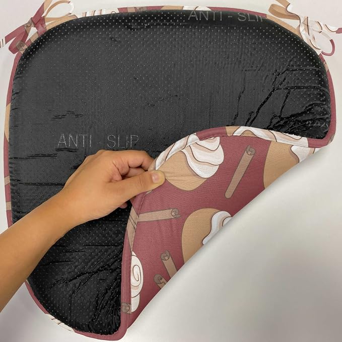 Lunarable Cinnamon Chair Seating Cushion Set of 2, Digitally Generated Delicious Cinnamon Rolls Dessert Patisserie Themed, Anti-Slip Seat Padding for Kitchen & Patio, 16"x16", Pale Maroon and Cocoa
