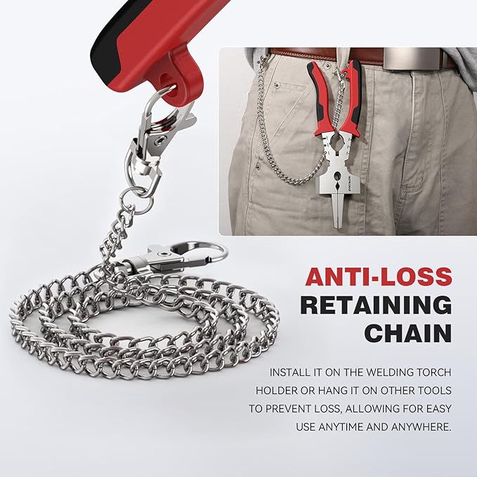 ARCCAPTAIN Measurable 8" Welding Pliers with Rentention Chain, All-In-One MIG Pliers with Anti-Rust and High-Carbon Steel, Great for Professional Welding