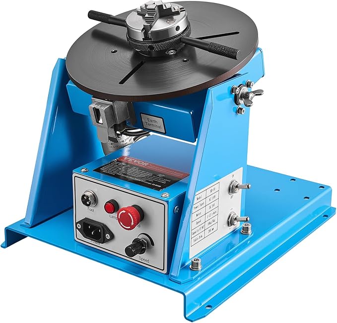 VEVOR Rotary Welding Positioner 10KG, 1-12 RPM 20W, Adjustable 0-90° Turntable with 8.1 Inch 3-Jaw Chuck, Compact Welder Machine for Precision Cutting, Grinding, Assembly, and Testing
