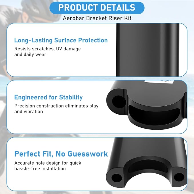 Aerobar Riser Kit Compatible with Profile Design Aero Bars, 70mm Height Adjustment for More Comfortable Aero Position, 31.8mm Clamp Fits Sonic Ergo, Supersonic, T+, J Series & Subsonic