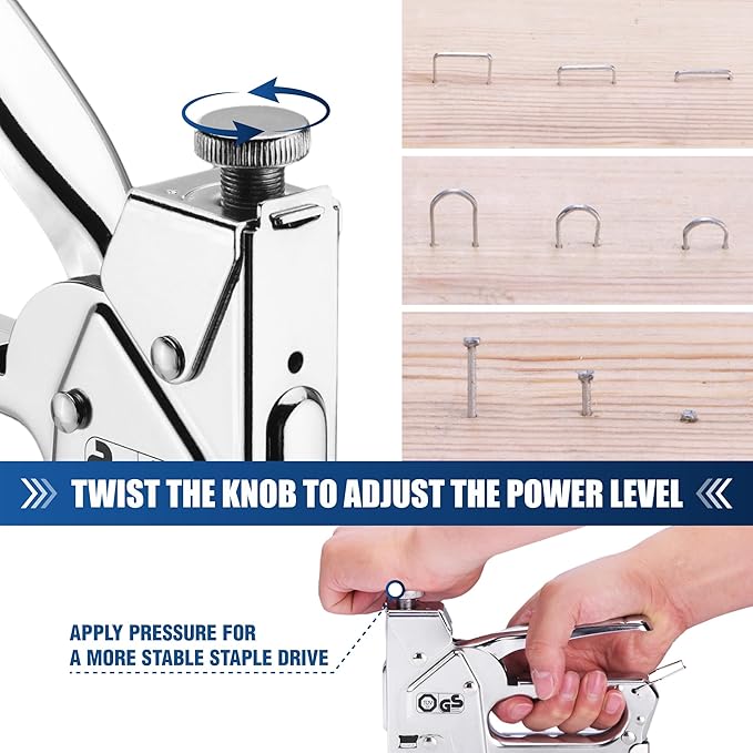 WORKPRO Upholstery Staple Gun, 3-in-1 Heavy Duty Staple Gun with Power Adjustment, 3000 pcs Staples and Stapler Remover, Manual Brad Nailer for Wood, Upholstery, Carpentry, Decoration DIY, Furniture