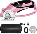 SakerPlus Cordless Electric Scissors,4V Rechargeable Cardboard Box Cutter Heavy Duty Fabric Scissor with Safety Lock & LED Light,Power Rotary Cutter for Leather Carpet Plastic Cutting,Sewing,Crafting