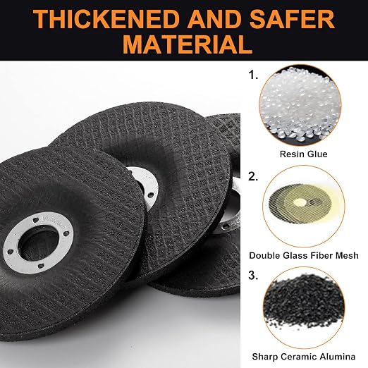 4.5 inch Grinding Wheels - 5 Pack Grinding Discs 4 1/2 for Angle Grinder Aggressive Grinding for Aluminum Metal Stone Stainless Steel