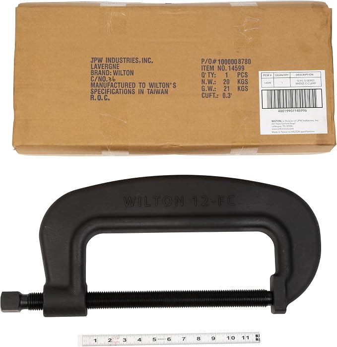 Wilton Brute Force C-Clamp, 12-3/8" Opening, 4-1/2" Throat, 40000 Lbs. Clamping Force (Model 12 F.C.)
