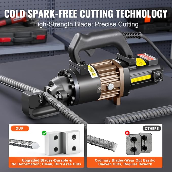 VEVOR Electric Hydraulic Rebar Cutter, 1000W Portable Rebar Cutter, Cutting up to 3/4 Inch #6 4-20mm Rebar within 2.5 Seconds, High Power Steel Rebar Cutter with Oil Can Rich Accessories,Black RC-20