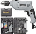 Corded Hammer Drill 4.5Amp 0-3000 RPM, 1/2 Inch Chuck Impact Drill with 105-Piece Accessory Set, Adjustable Speed Control, 360° Swivel Handle, Depth Gauge and Portable Carrying Case