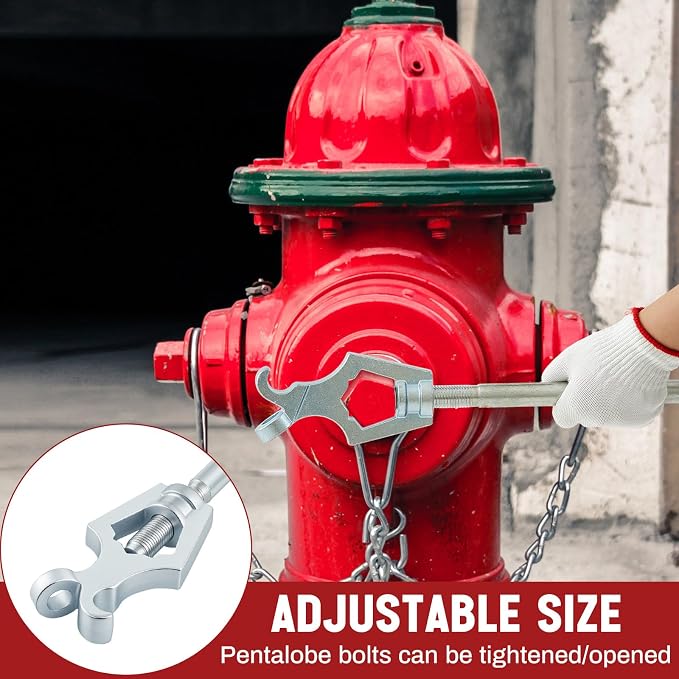 Tandefio 2 Pcs Fire Hydrant Wrench, Pentagon 1-3/4" /square 1-1/4", Silver | Adjustable Hydrant Key for Utility Crews, Multifunctional Hydrant Wrench for Tightening Fire Nuts Tightening Water Pipes