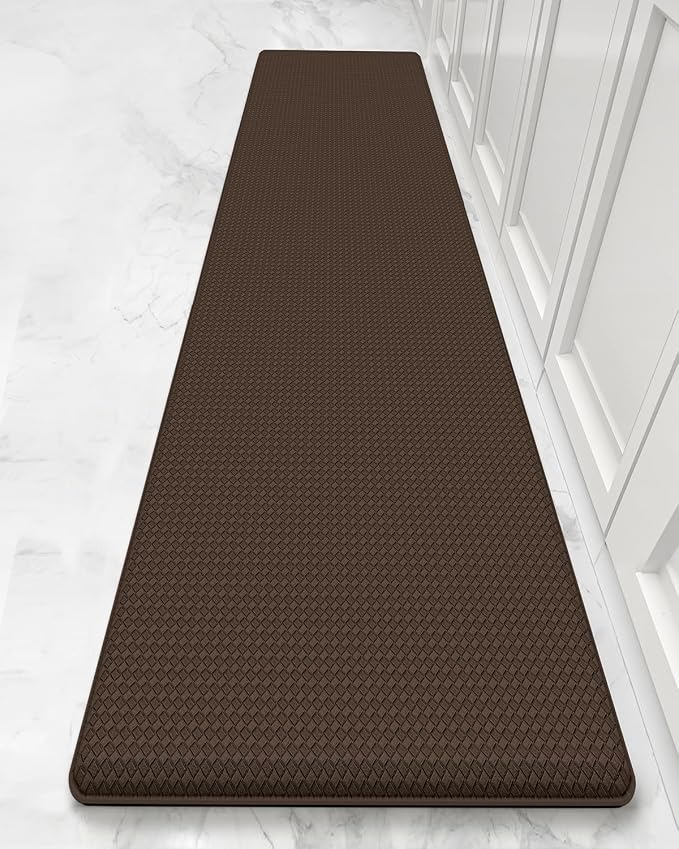 Color&Geometry Anti Fatigue Cushion Kitchen Mat for Floor -17"x59",Easy Clean, Water & Oil Proof, Anti Slip, Foam Rubber Runner Rug for Front Sink Comfort Standing,Brown