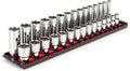 TEKTON 1/2 Inch Drive 6-Point Socket Set, 30-Piece | SHD92211 | (10 - 24 mm), Shallow and Deep, Socket Rail