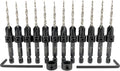 FTG USA 12 Pc #6 (9/64") Countersink Drill Bit Set with Depth Stop Collar, Hex Wrench - Tapered Drill Bits for Wood