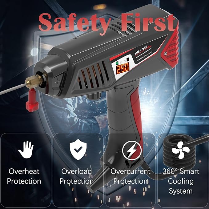 Runtoo Handheld Welder, Welder Machine 110V Hand Held Welder Gun 20-250A, 30 PCS Rods Portable Welding Machine, 1/16"-1/8" Stick Welder, 2-in-1 MMA IGBT Inverter ARC Welder with Digital Display