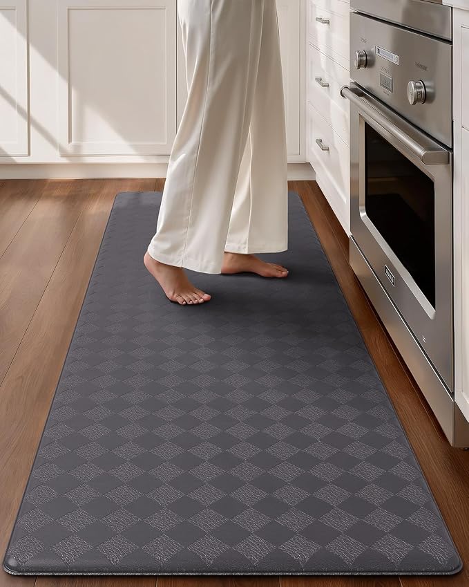 Color&Geometry Anti Fatigue Cushioned Kitchen Floor Mats,24"X59",Long Runner Rug Non Slip Waterproof,Memory Foam Padded Standing Mat for Front Sink,Grey