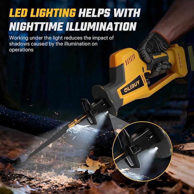 Reciprocating Saw for Dw 20V Battery, Cordless Reciprocating Saws with 8 Blades,0-3000SPM Variable Speed, Cordless Sawzall for Wood/Metal/PVC Cutting(Battery Not Included)