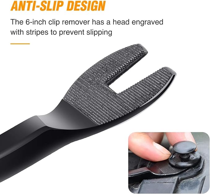 GOOACC Car Panel/Upholstery Remover Ergonomic Stainless Steel Fastener Remover - Easily Removes Plastic Fasteners Reduces Damage to Panels and Loss of Clips Black