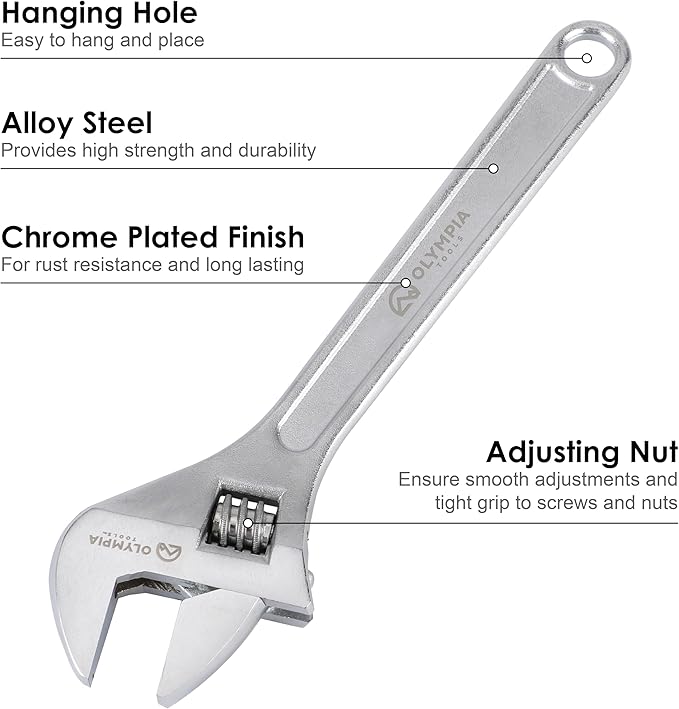Olympia Tools 01-012 12" Adjustable Wrench