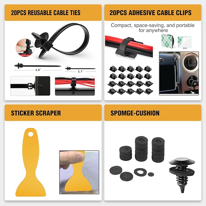GOOACC 238Pcs Trim Removal Tool, Auto Push Pin Bumper Retainer Clip Set Fastener Terminal Remover Tool Adhesive Cable Clips Kit Car Panel Radio Removal Auto Clip Pliers, Yellow