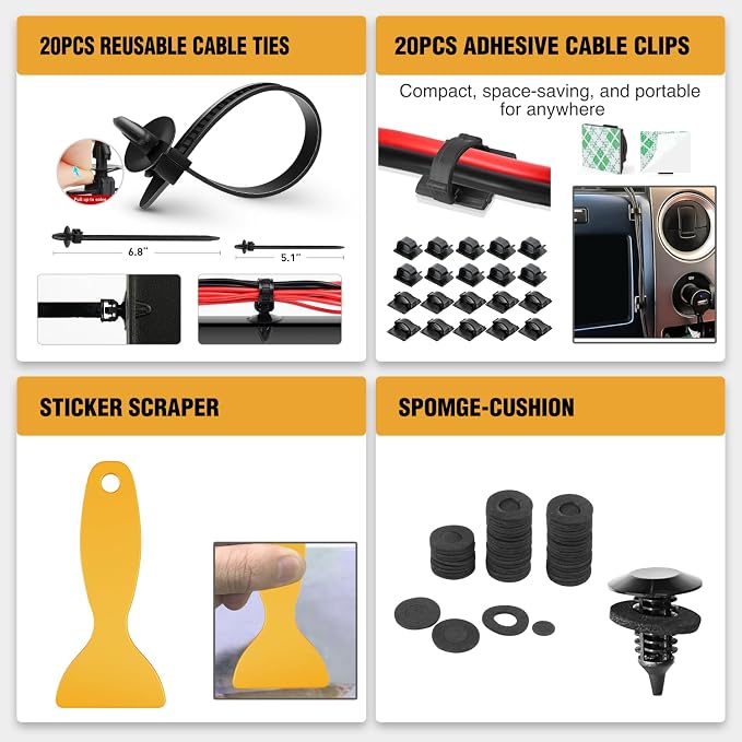 GOOACC 238Pcs Trim Removal Tool, Auto Push Pin Bumper Retainer Clip Set Fastener Terminal Remover Tool Adhesive Cable Clips Kit Car Panel Radio Removal Auto Clip Pliers, Yellow