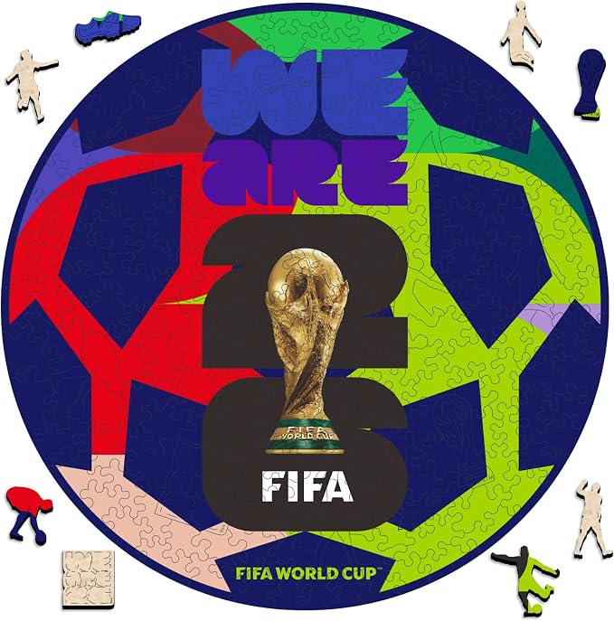 FIFA 2026 World Cup Soccer Wooden Puzzle for Adults, 5MM Thick, Puzzle for Football Fans, Officially Licensed Product, 200 Pieces Irregular Shape Jigsaw Puzzles for Adults,10 x 10