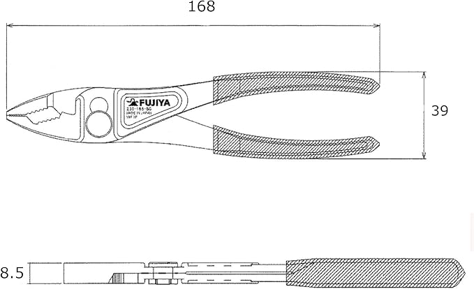 FUJIYA Tools, 230-165-BG, Lightweight Slip Joint Combination Pliers, Black & Gold color-, 7 Inch