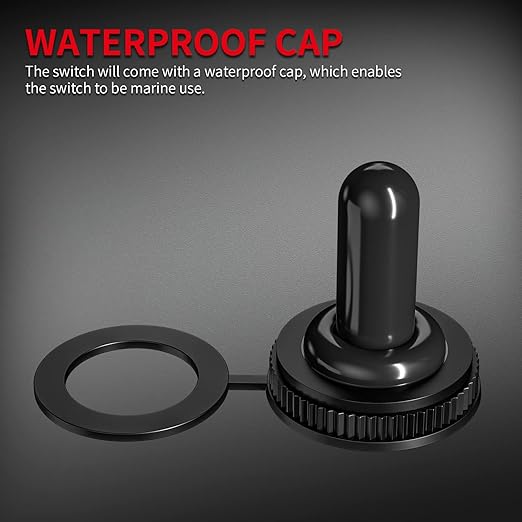 DaierTek SPST Waterproof Toggle Switch 12V DC 30A 125VAC 20A Marine Heavy Duty 2 Pin ON Off Spade Terminals for Automotive Car Boat -2 Pack