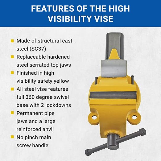 Yost Vises 904-HV 4" High-Visibility Heavy Duty Steel Bench Vise