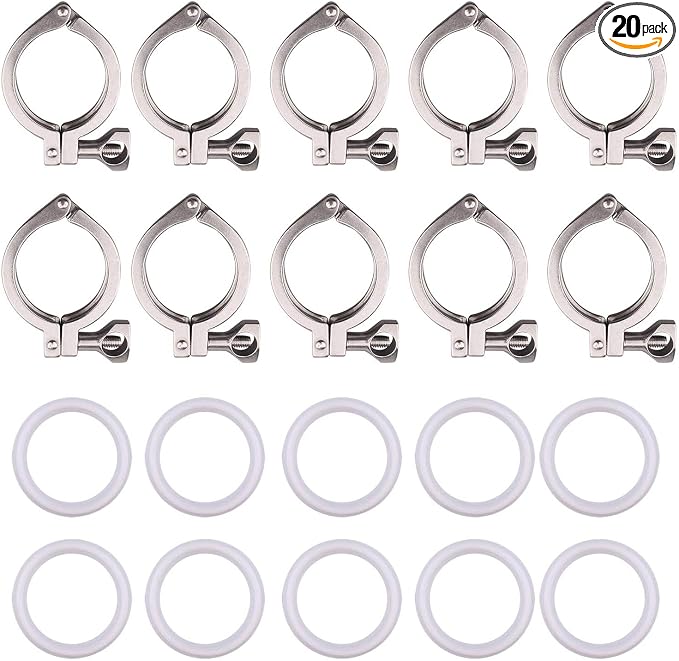 Stainless Steel 304 Heavy-Duty Single Pin Tri-Clamp with Wing Nut and Silicone Gasket， Design for Ferrule TC(3" Tri-clamp+Silicone Gasket) (3 Inch Tri clamp Size: 10 Pack)
