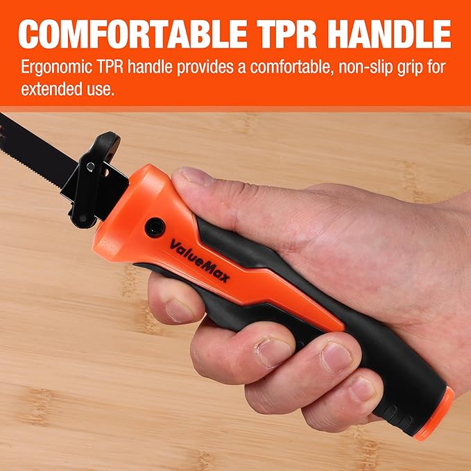 Valuemax 8-In-1 Multi-Blades Hand Saw, Quick-Change Mechanism Hacksaws with TPR Handle, Drywall/Jab/Pumpkin Carving Saw, CRV & Bimetal Blades, Handsaws for Wood, Metal, Plastic and Plywood