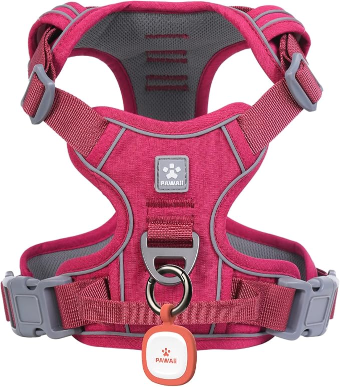 Pawaii Dog Harness for Large Dogs, No Choke Dog Harness, Adjustable Soft Padded Pet Vest with Easy Control Handle and Anti-lost Digital ID Tag