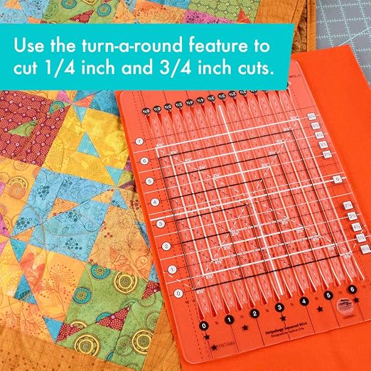 Creative Grids Stripology Mini Slotted Quilting Ruler – CGRGE3 – Made in USA, 8-1/2in x 12-1/2in, Non-Slip Grip Acrylic Fabric Strip Cutting, Sewing, Crafting, Patchwork Ruler & Template