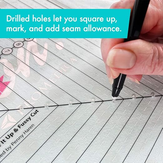 Creative Grids 14-1/2in Square It Up or Fussy Cut Square Quilting Ruler – CGRSQ14 – Made in USA, Non-Slip Grip Acrylic Quilting, Sewing, Crafting, Patchwork Ruler & Template