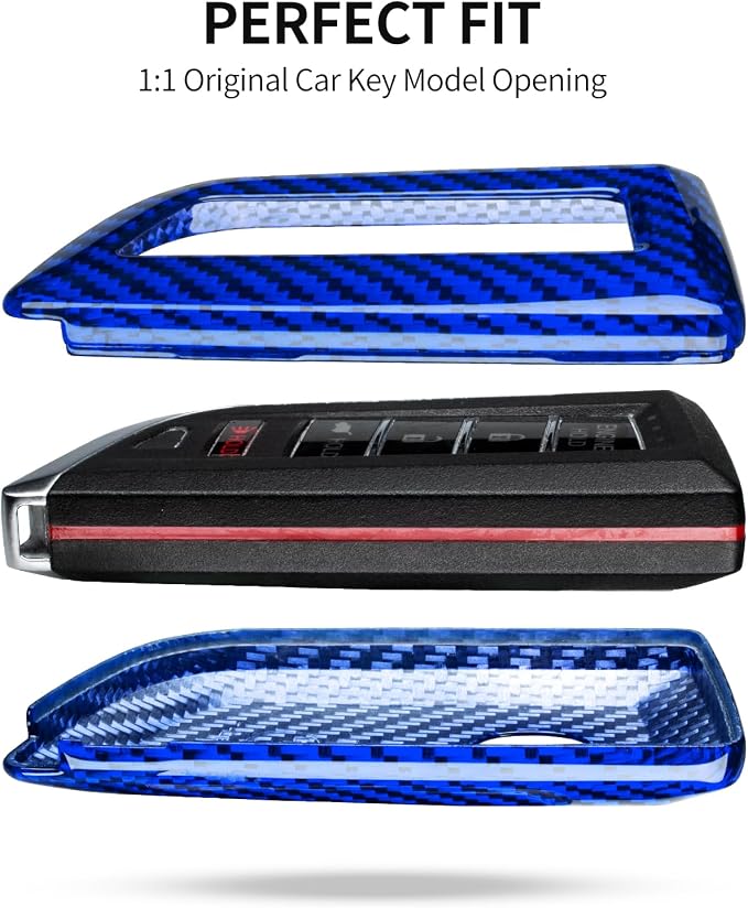 T-carbon Key Fob Cover Fits Acura MDX 2024 5 Buttons,Real Glass Fiber Key Fob Case Compatible with Acura RDX MDX RLX NSX ILX TLX TLX-L CDX Integra 2022-2024 Smart Remote Keyless Accessories Blue