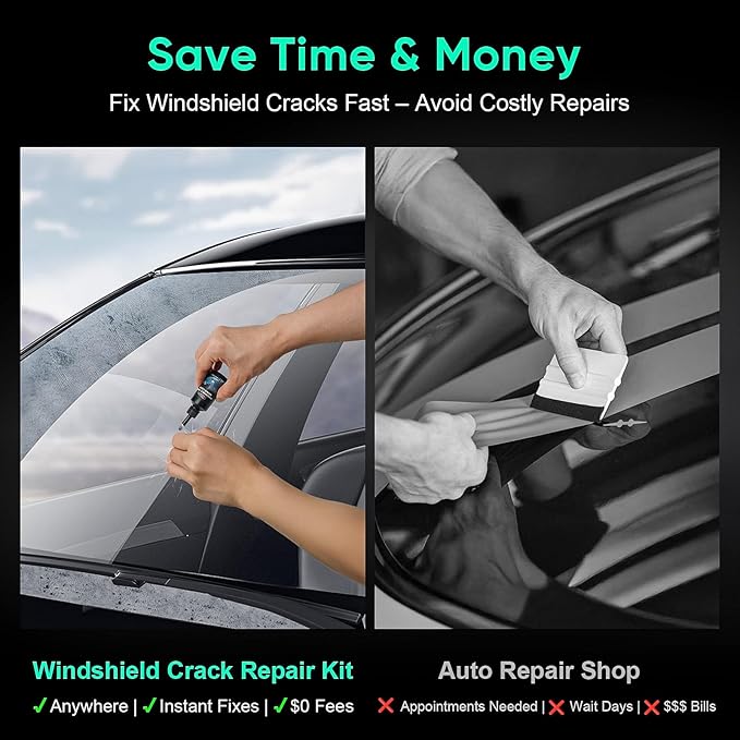 Windshield Chip Repair Kit - 2026 Upgrade Car Windshield Crack Repair Kit, Glass Repair Liquid for Cracks and Chips, Rock Chip Repair Kit for Fix Windows, Mirrors, Glasses, All Crack Types