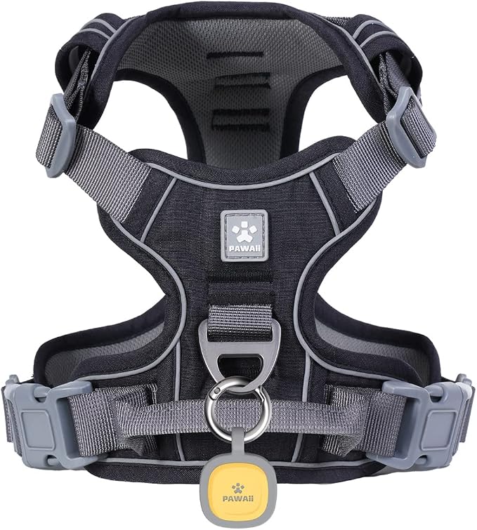 Pawaii Dog Harness with Pet ID Tag, No Choke Dog Harness, Adjustable Soft Padded Pet Vest with Easy Control Handle