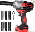 VERVEWAVE 1200N.m Impact Wrench for Milwaukee 18V Battery (no battery), 1/2” Cordless Impact Gun, 900Ft-lbs Electric Impact Driver with 3-Speed Control, 6 Pcs Impact Sockets Included, Tool Only