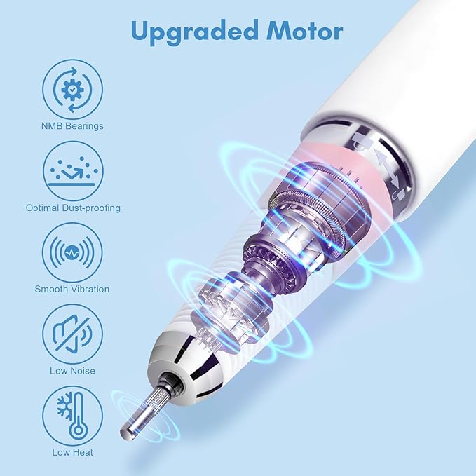Makartt Cordless Electric Nail Drill, 30,000RPM E File for Acrylic & Gel Removal, 8.5H Battery, Quiet, LCD Display, Portable Nail Drill for Beginners & Nail Techs, Perlarie Pearly Pink