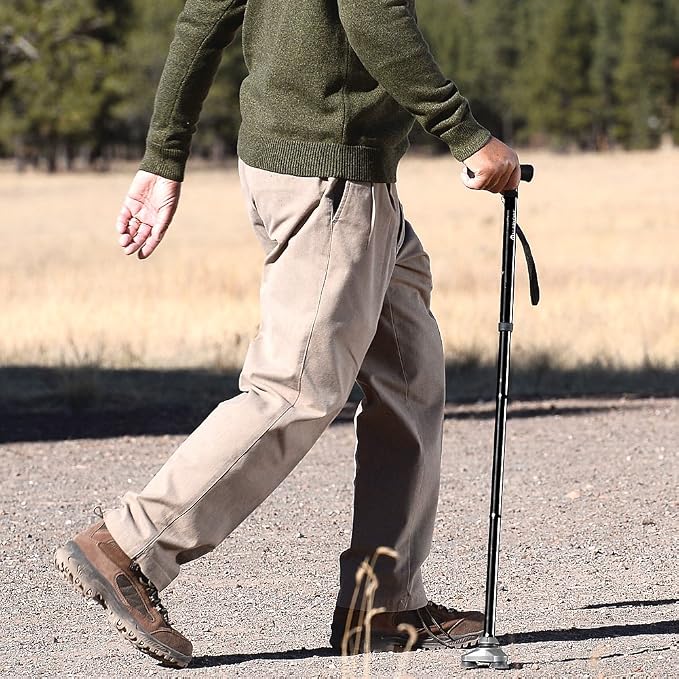 HurryCane Freedom Edition Foldable Walking Cane with T Handle
