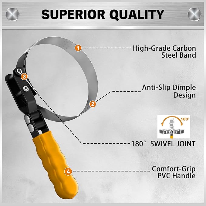 ELEAD 9-Piece Ultimate Oil Filter Wrench Set - Professional Oil Filter Removal Tool, Swivel Head Oil Filter Wrenches, Adjustable Oil Filter Remover Pliers, Universal Oil Filter Wrench and Valve Lapper