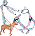 2 Hounds Design - Freedom No-Pull Harness & Training Leash in Pink and Blue | Dual Leash Loops, No Pulling on Walks | Lined to Prevent Chaffing | for Large Sized Dogs (Size M, Chest 24”- 28”)