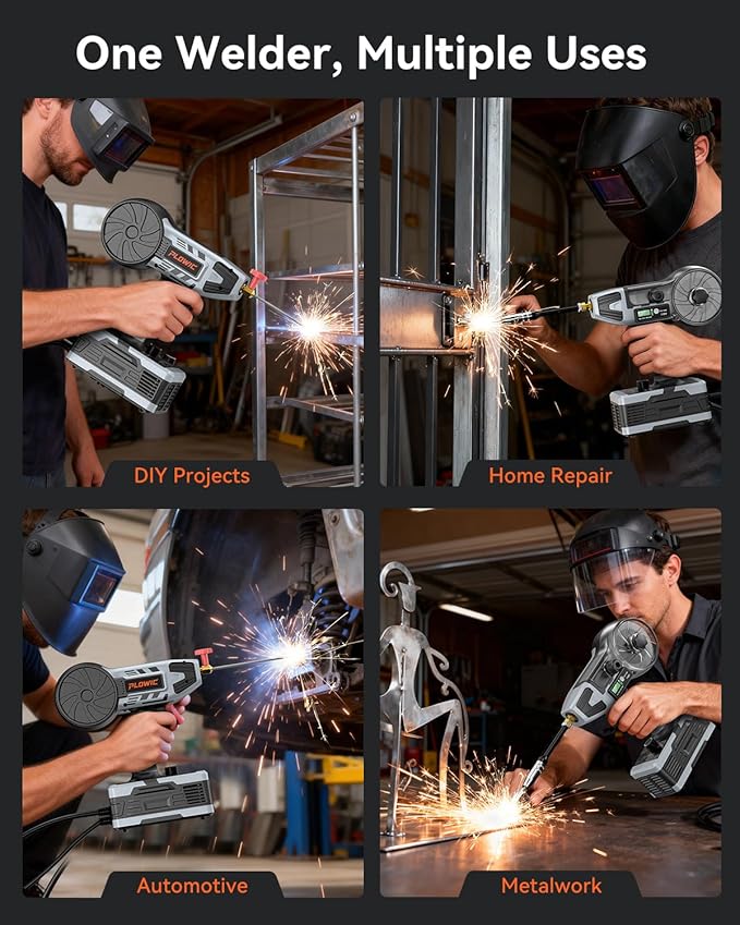 2 in 1 MIG and Stick Welder: 250A Handheld Portable Welding Machine, 110V Gasless Flux Core Wire Feed Welder & MMA ARC Welder Gun, 3.97lb w/LCD Display, for .032"/.040" Wire and 3/32"-1/8" Rod