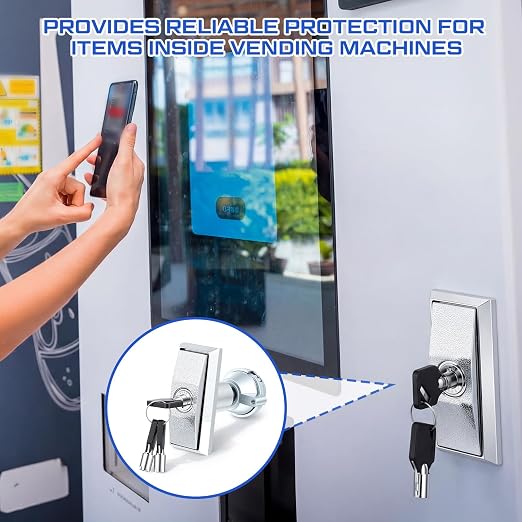 2 Set Universal Vending Machine Lock with T-Handle and 6 Keys Short Zinc Alloy Lock Replacement for ATM Candy Snack Machine, 4.72 Inch Long