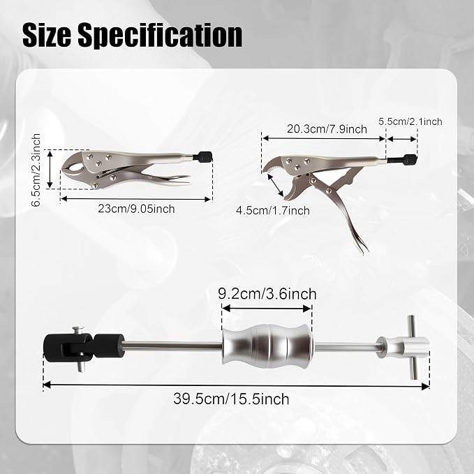 SGT Locking Pliers Slide Hammer Set,9.8 in Locking Pliers 2 lb Slide Hammer with Quick Release Swivel Connector,Vise Grip Slide Hammer kit for Nail Bolt Pin Seal CV Axle Removal