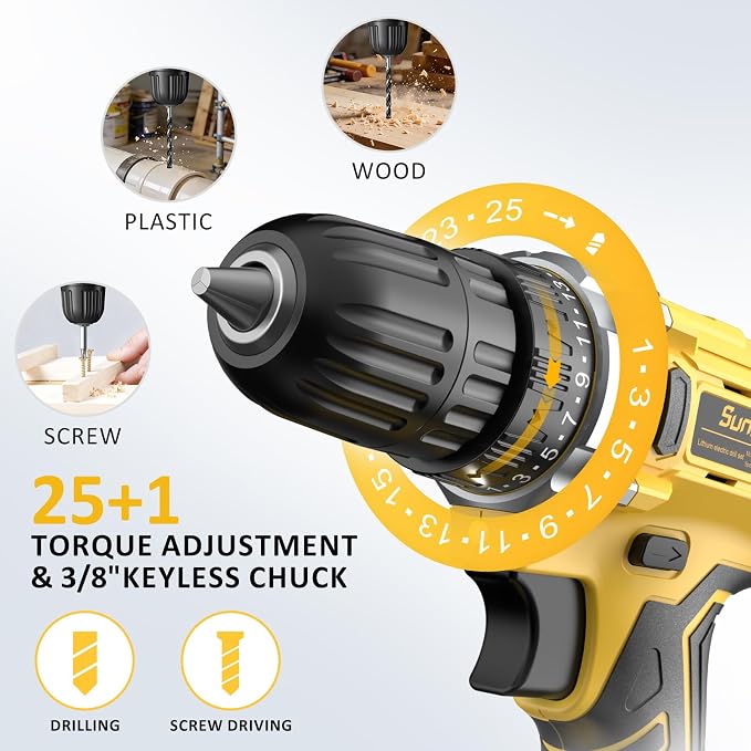 Sundpey Tool Kit with 21V Drill - 170-PCs Portable General Basic Home Repair Tool Set with Power Drill & 2.0Ah Battery & Charger & Tool Box for Homeowner Drilling DIY Projects House Repairs & Handyman