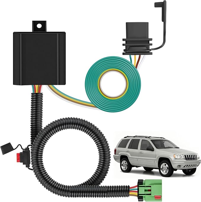 Nilight 4 Pin Trailer Wiring Harness Kit 55369 Simple Fit Tow Hitch | Vehicle Standard 4 Way Connector Custom for 1999 2000 2001 2002-2004 Jeep Cherokee Including Laredo and with Skid Shield