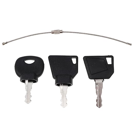 DVPARTS Heavy Equipment Key Set - 3 Keys on Ring - Black - Ignition - Manual Operation - Fits JCB, Bomag, Hamm, Roller, Compaction, Dynapac, Terex, Vibromax, Volvo, Ford, Moxy, New Holland and More