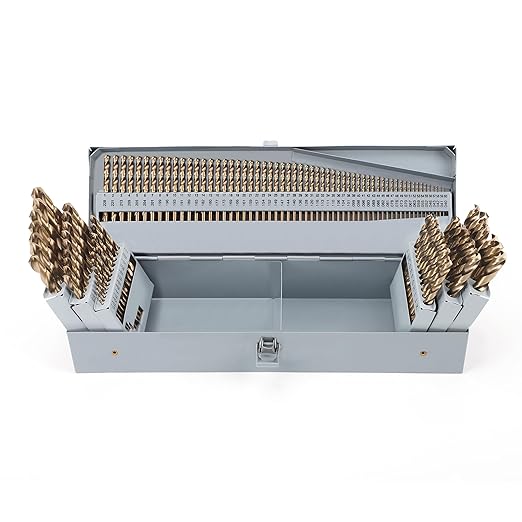 115 Pieces Cobalt Drill Bit Set, M35 High Speed Steel Twist Jobber Length Drill Bits for Stainless Steel Hard Metal and Cast Iron with Metal Indexed Case (1/16 Inch-1/2 Inch, A-Z, 1-60)