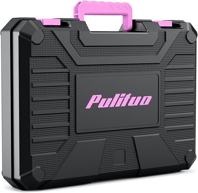 PULITUO Drill Set, 149-Piece Home Tool Set with 12V Pink Cordless Drill, ToolBox, Hand Tool Kits for Women Men, DIY Enthusiasts for Home Improvement.