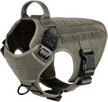 ICEFANG Tactical Dog Harness for Medium Dogs,Reflective No Pull Dog Vest | with Control Handle,Adjustable,Front Hook,2 Leash Clips,Soft Padded,MOLLE Panel,Green,Medium