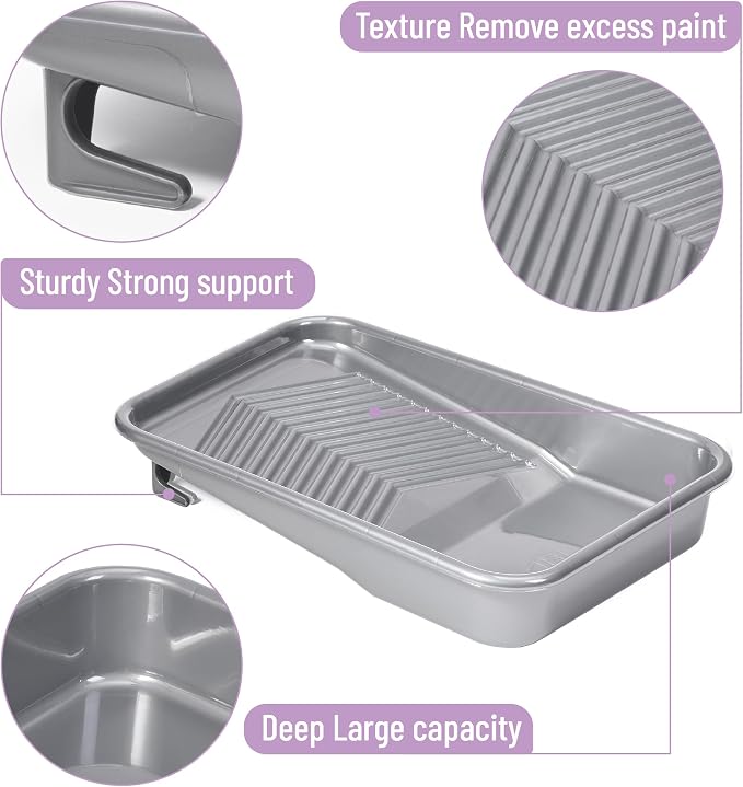 Bates- Paint Tray Set, 9 Inch, 42 pcs, 1x 9 Inch Paint Roller Tray, 40x Disposable Tray Liners & 1x Roller Frame