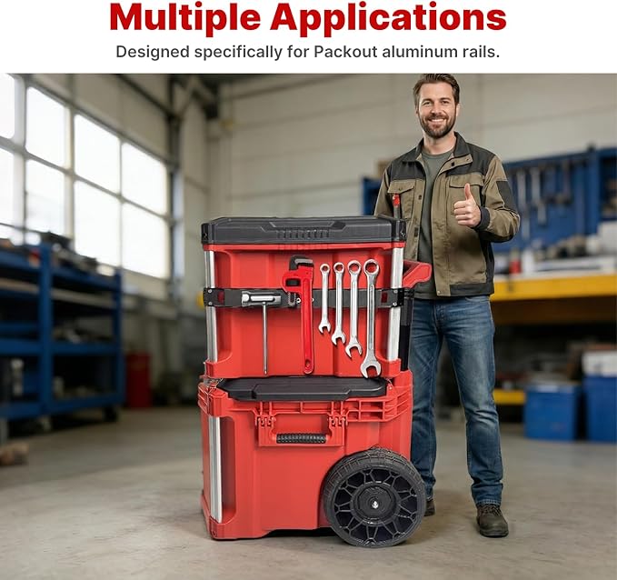 BYERN AUTO Magnetic Tool Holder Compatible with Milwaukee Packout Toolbox | Heavy-duty Magnetic Tool Bar for Packout Side Mounting with Rail Clips, No Drilling Keeps Tools Organized and Easy Accessible