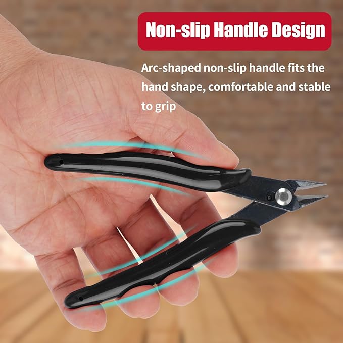 2 Pack Micro Wire Cutters, 5 Inches Flush Cutters Pliers, Diagonal Side Cutters Nippers, Zip Tie Sprue Cutter for Electronics, Plastic Models, Jewelry (Black)